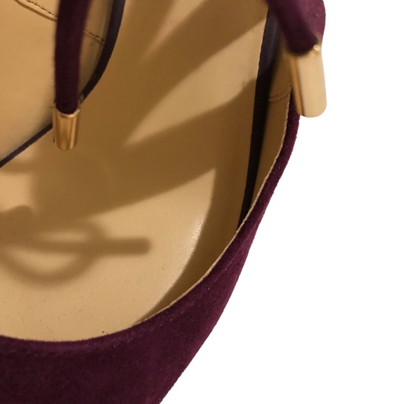 Suede Leather Heels NEW Cage Wrap Pumps Gladiator Bow Tie Metallic Gold Wine 7 - Picture 6 of 11